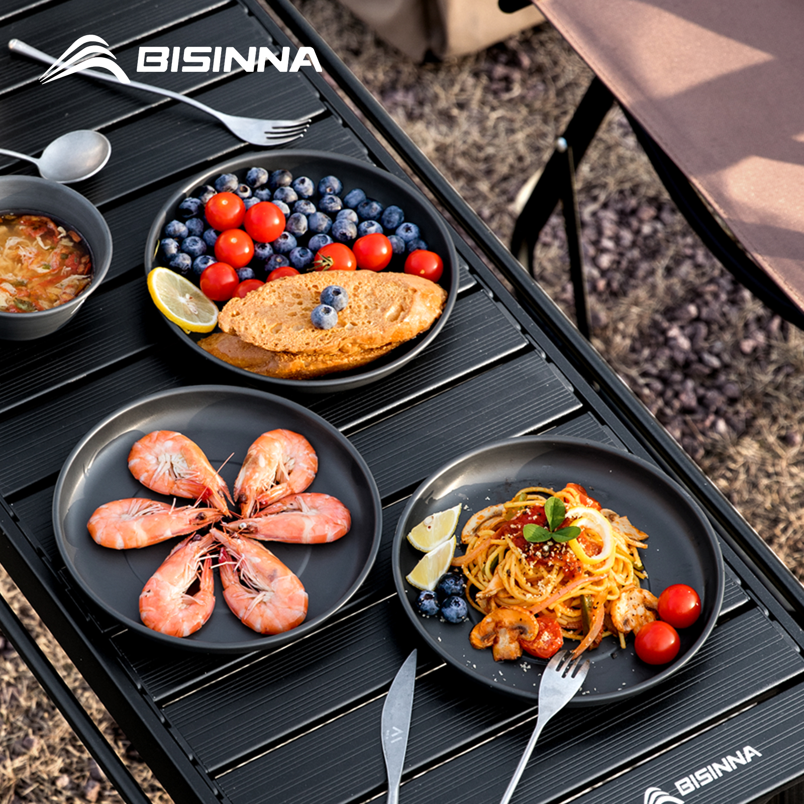 Camping Cooking Plate - BISINNA Camping Plate Lightweight Tableware Aluminum
