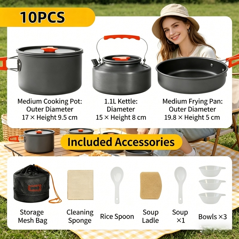 Camping Cooking Utilities - Home Household Camping Cookware Set with