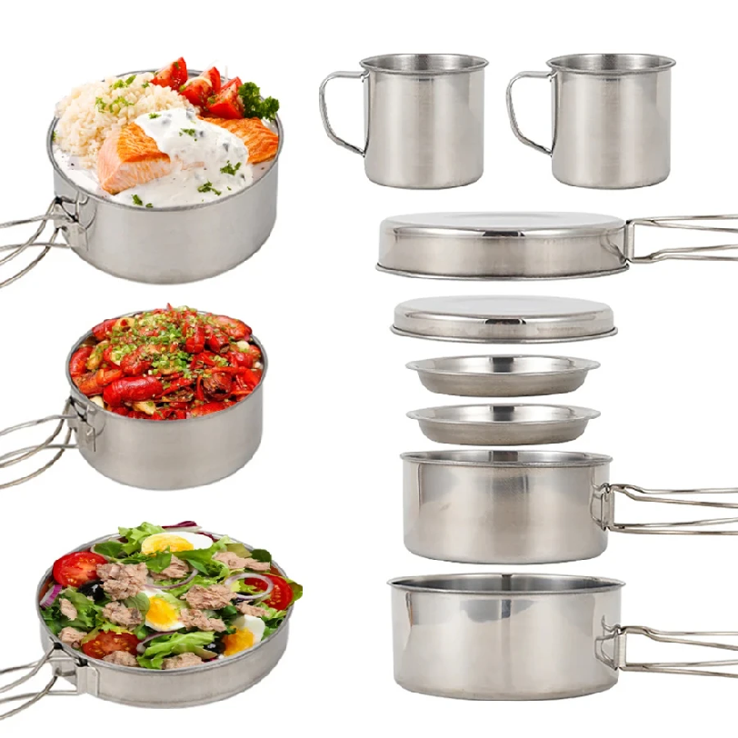 8pcs/Set Camping Cookware Mess - Camping Cooking Cup のレビューと価格
