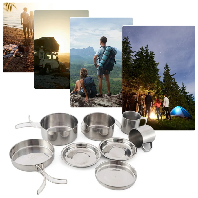 8pcs/Set Camping Cookware Mess - Camping Cooking Cup のレビューと価格