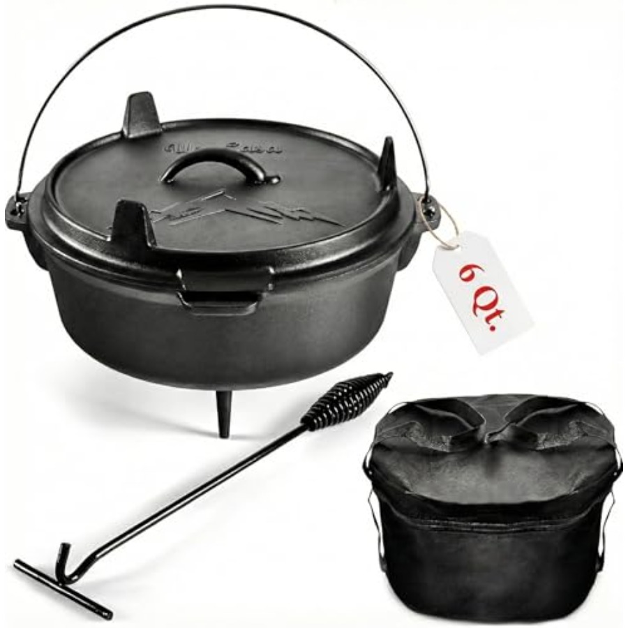 6Qt Cast Iron Camping Dutch Ov - Camp Dutch Oven Cast のレビューと価格