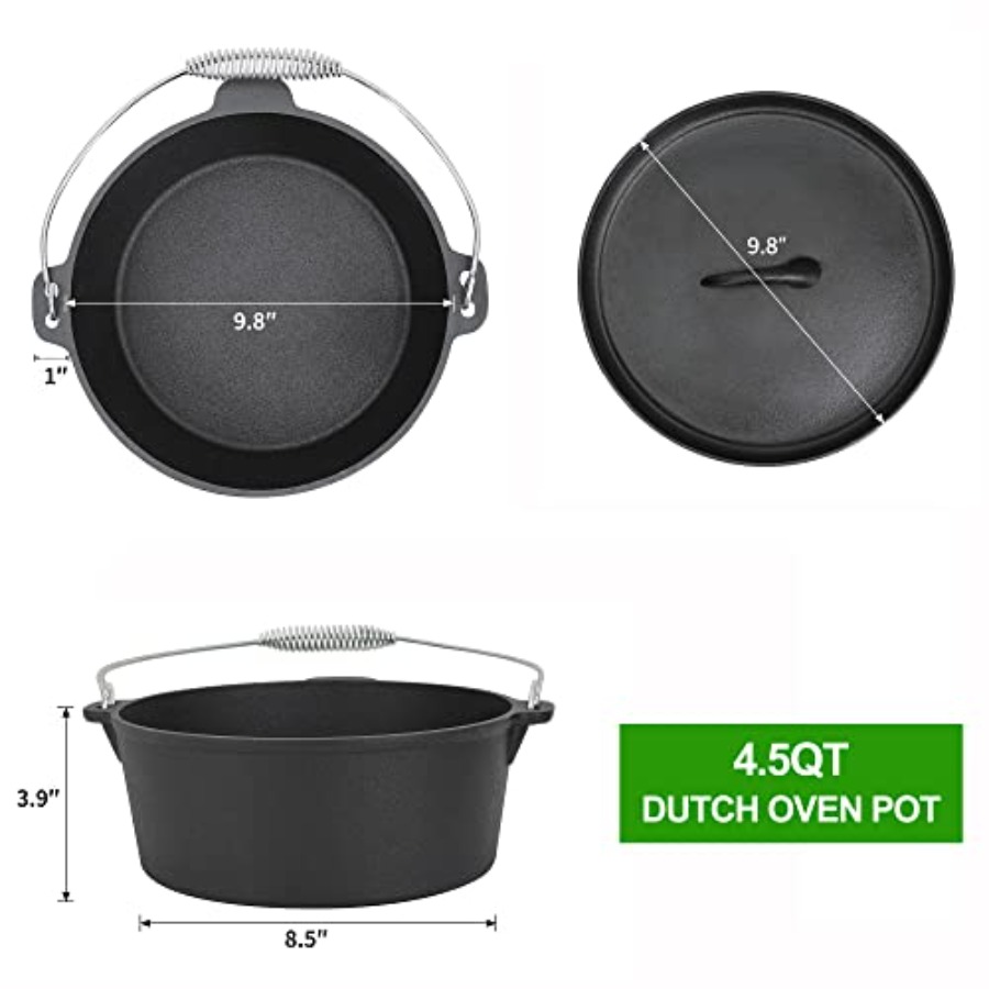8 Piece Pre-Seasoned Dutch Ove - Camp Dutch Oven Cast のレビューと価格