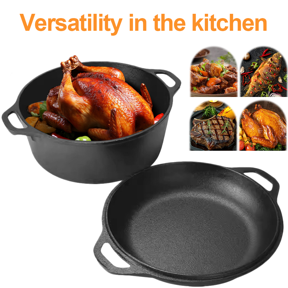 2 in 1 Cast Iron Dutch Oven Po - Camp Dutch Oven Cast のレビューと価格