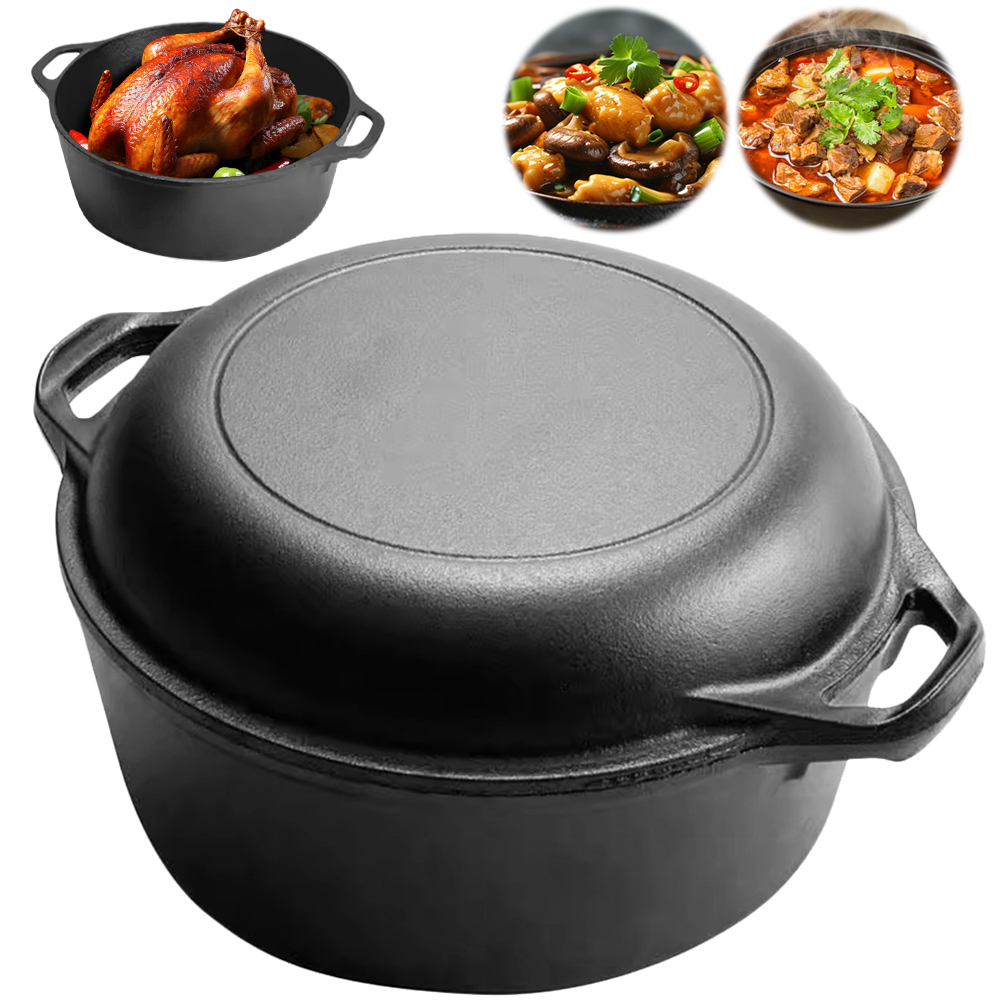 2 in 1 Cast Iron Dutch Oven Po - Camp Dutch Oven Cast のレビューと価格