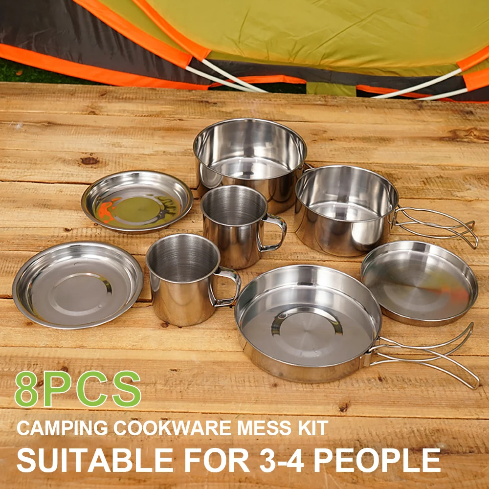 8pcs/Set Camping Cookware Mess - Camping Cooking Set Large のレビューと価格
