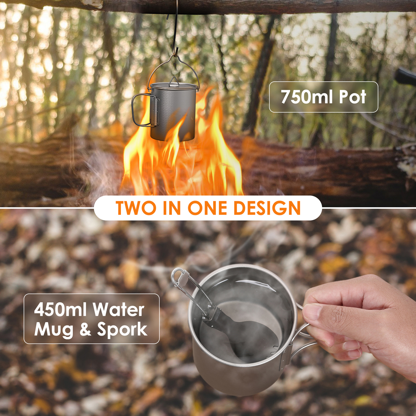 Ultralight 750ml Titanium Pot  - Camping Cooking Cup のレビューと価格