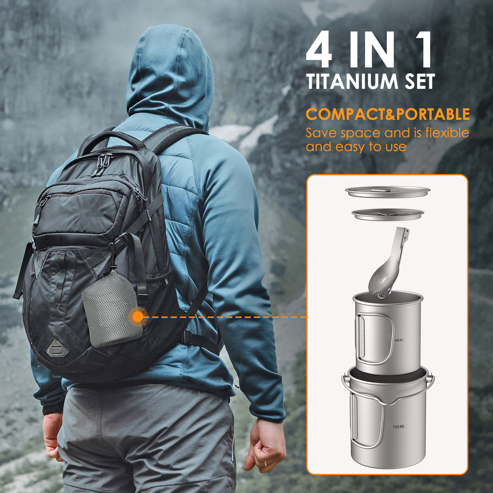 Ultralight 750ml Titanium Pot  - Camping Cooking Cup のレビューと価格