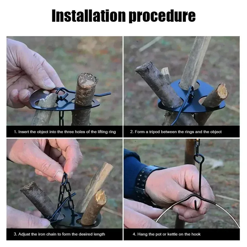 1pc Camping Hanging Tripod W/  - Camping Cooking Gear のレビューと価格