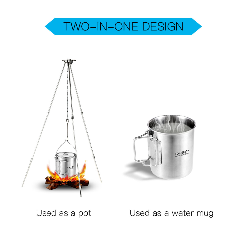 TOMSHOO 750ml Stainless Steel  - Camping Cooking Cup のレビューと価格