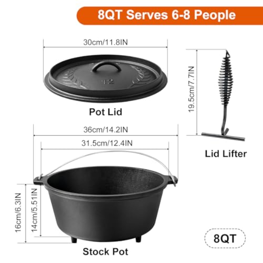 Pre-Seasoned Cast Iron Camp Du - Camp Dutch Oven Cast のレビューと価格