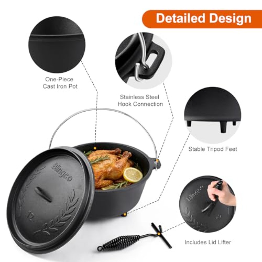 Pre-Seasoned Cast Iron Camp Du - Camp Dutch Oven Cast のレビューと価格
