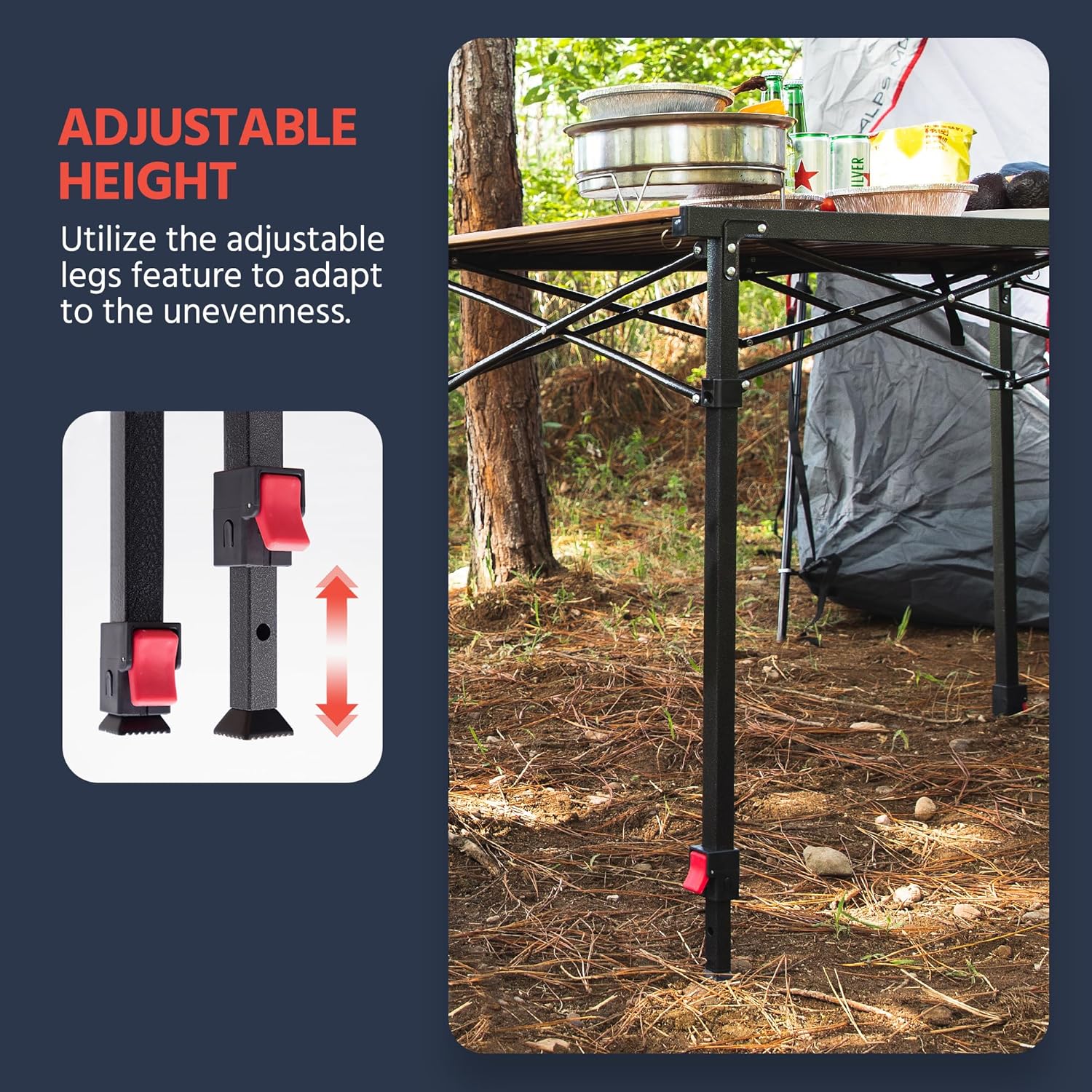 Folding Camping Table Adjustab - Camping Cooking Table Foldable のレビューと価格