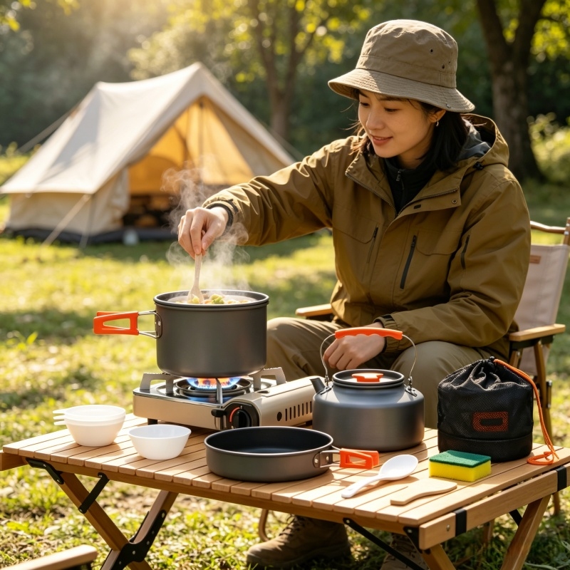 Camping Cookware Set Outdoor P - Camping Cooking Cup のレビューと価格