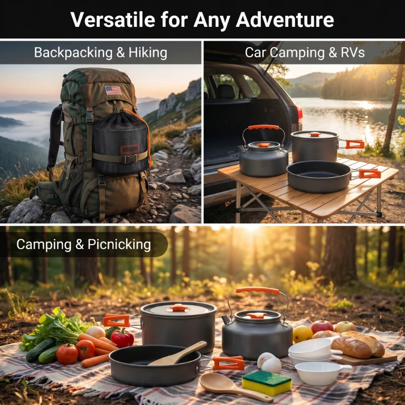Camping Cookware Set Outdoor P - Camping Cooking Cup のレビューと価格