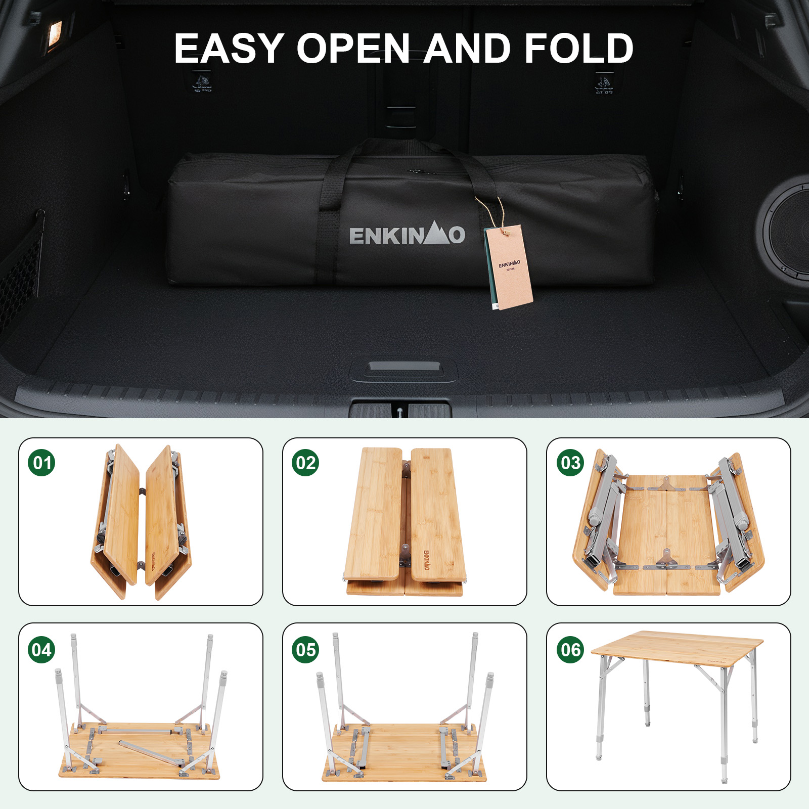 Adjustable Height Bamboo Foldi - Camping Cooking Table Foldable のレビューと価格