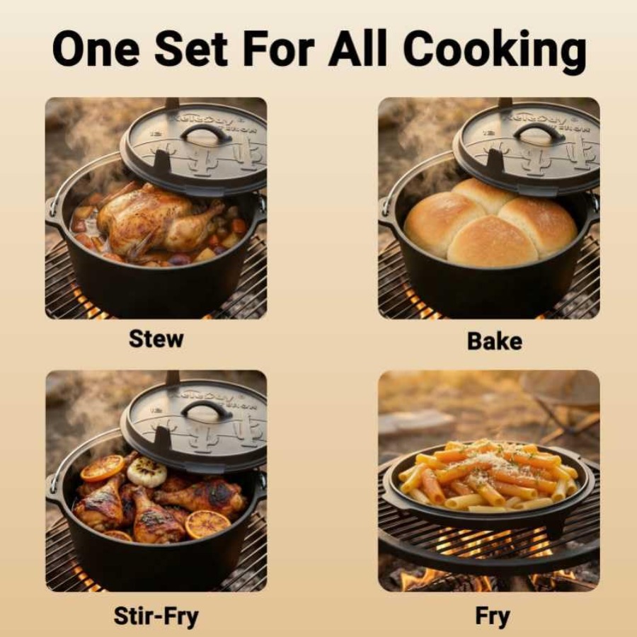 6.3qt Cast Iron Camping Dutch  - Camp Dutch Oven Cast のレビューと価格