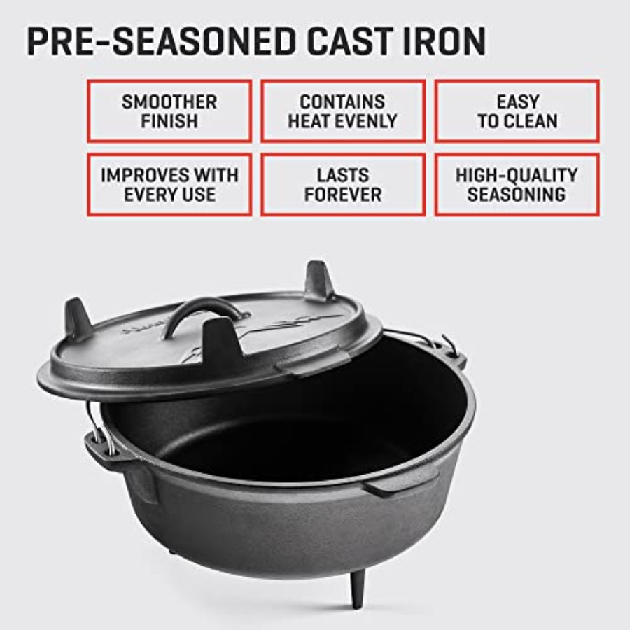 6Qt Cast Iron Camping Dutch Ov - Camp Dutch Oven Cast のレビューと価格