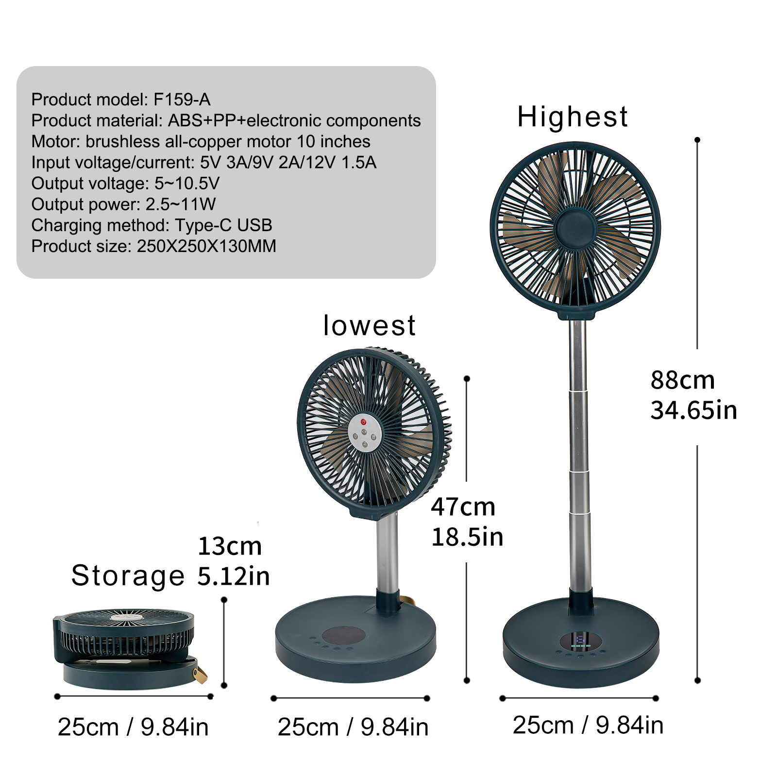 10 inch Portable Standing Fan  - Camping Cooking Table Foldable のレビューと価格